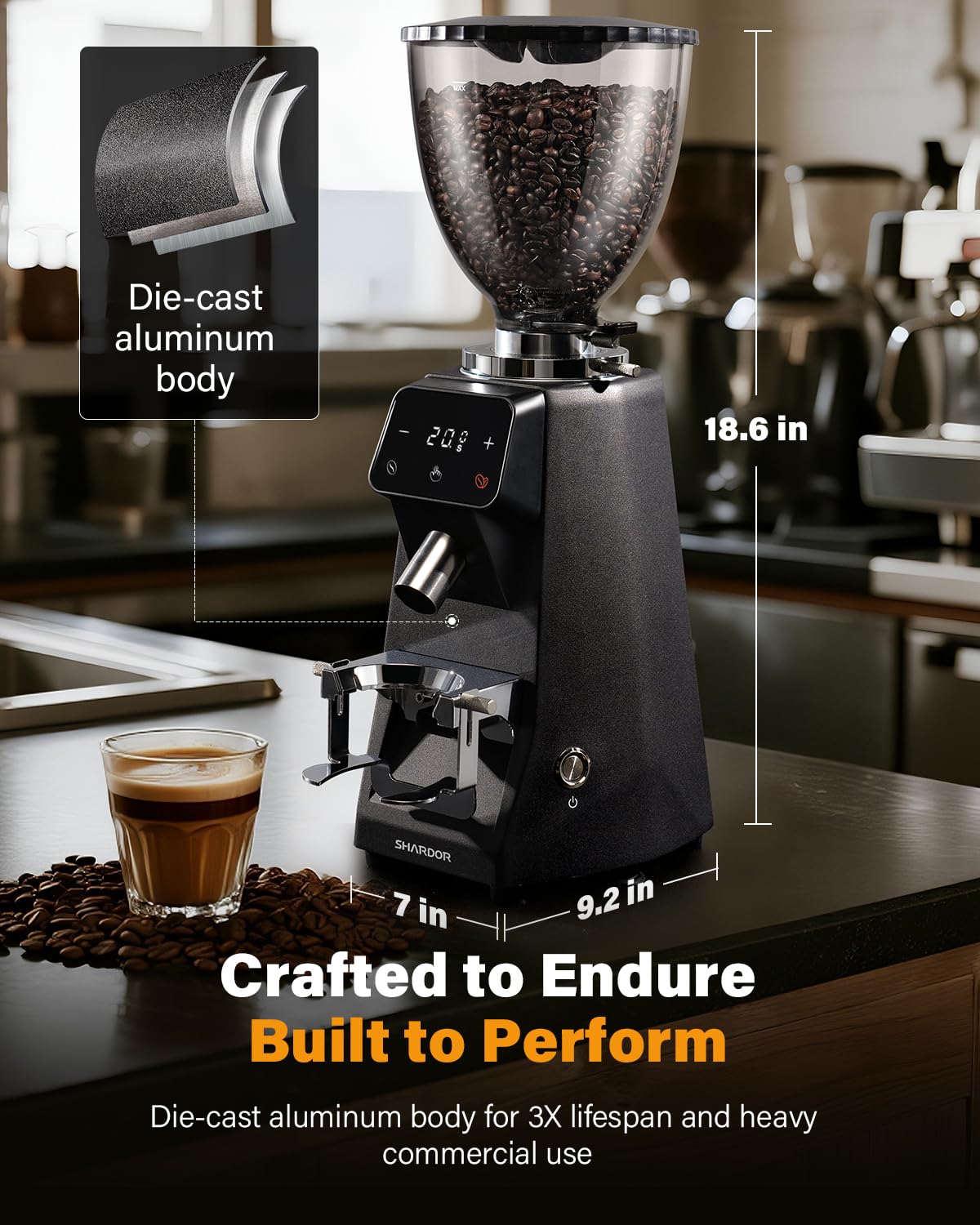 SHARDOR 64mm Precision Burr Espresso Coffee Grinder with 100 Grind Settings