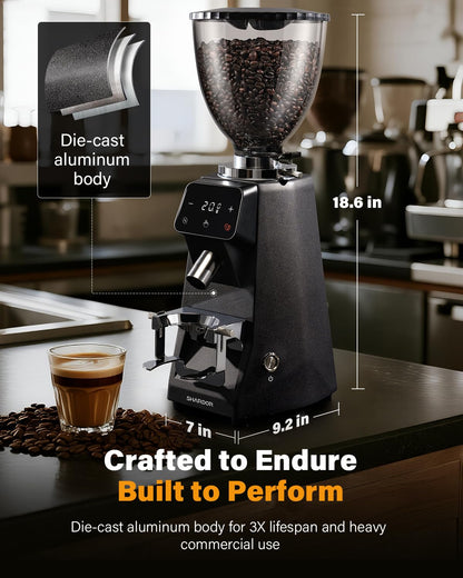 SHARDOR 64mm Precision Burr Espresso Coffee Grinder with 100 Grind Settings